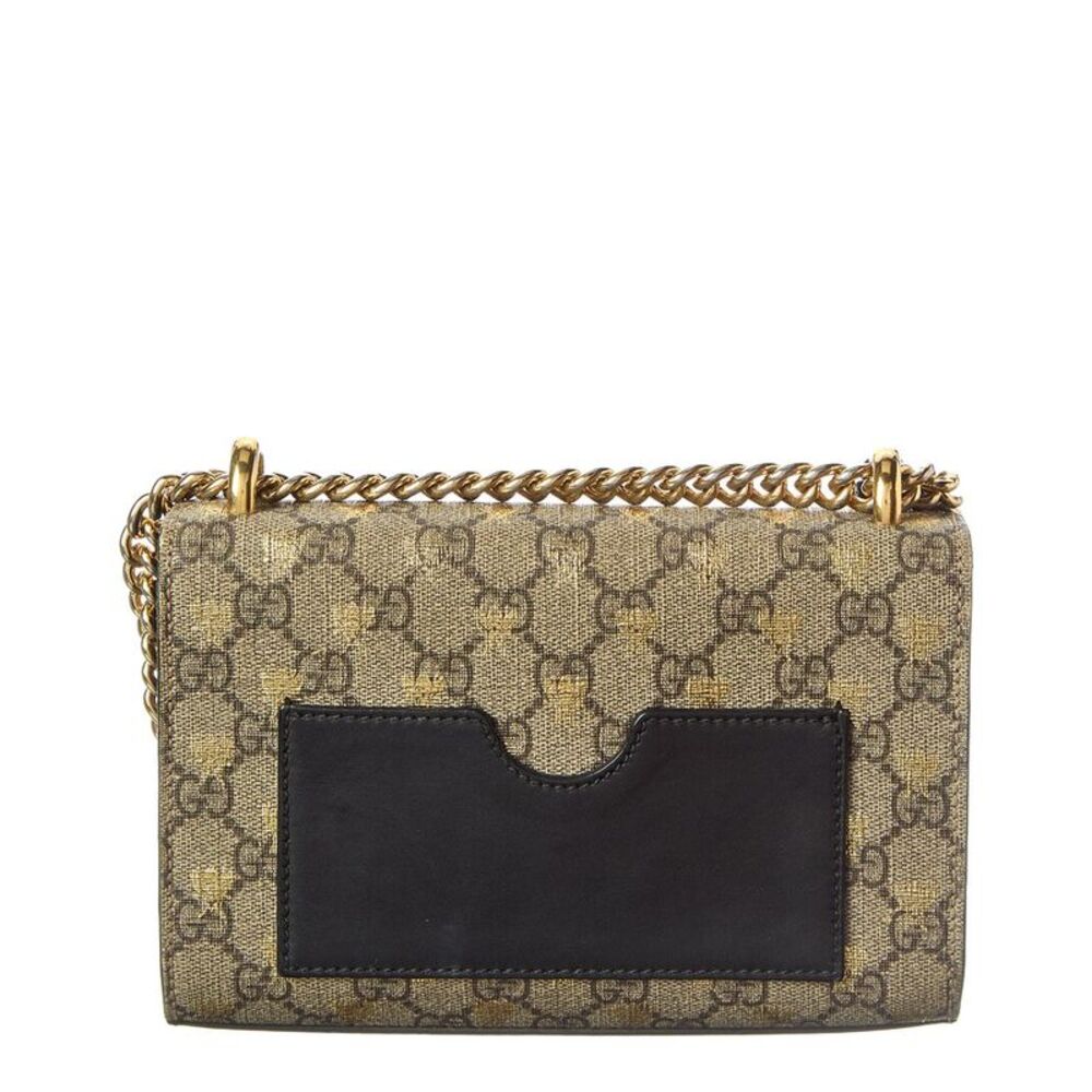 Gucci Black Gg Supreme Monogram Coated Canvas Bees Small Padlock Shoulder - Picture 2 of 5